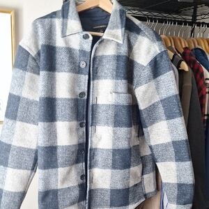 Banana Republic Gray and Blue Plaid Shirt